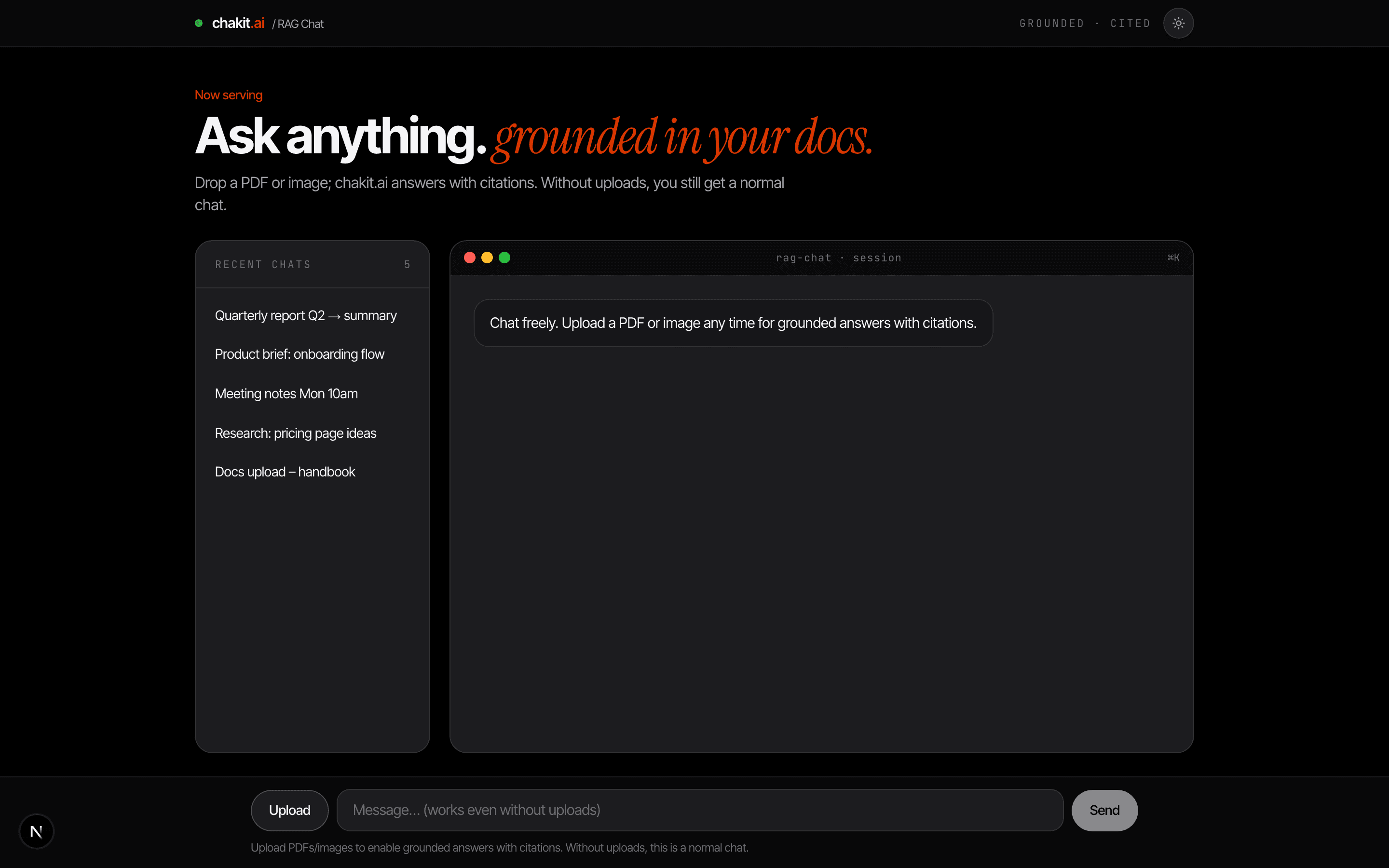 RAG Chat screenshot — dark