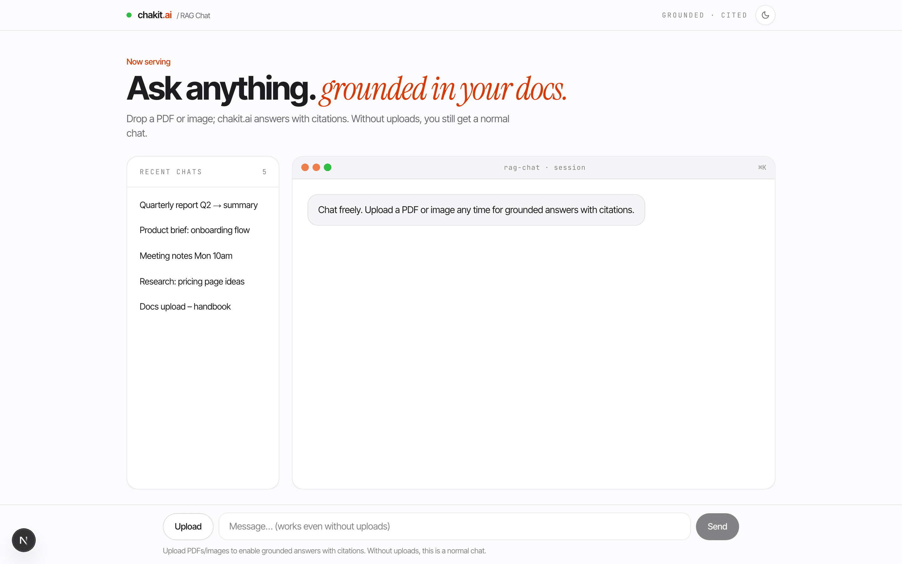 RAG Chat screenshot — light